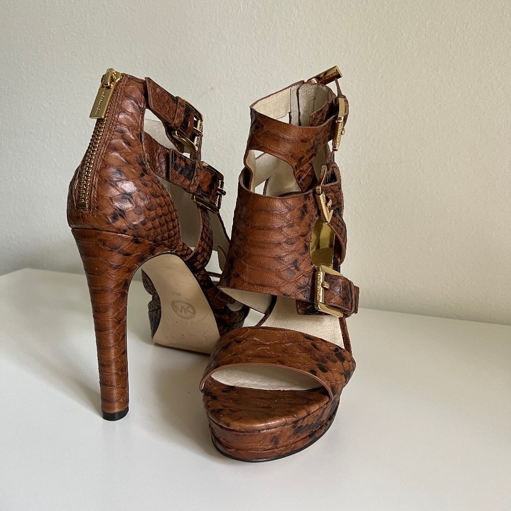 Michael Kors Python Brown Leather Heels - image 1